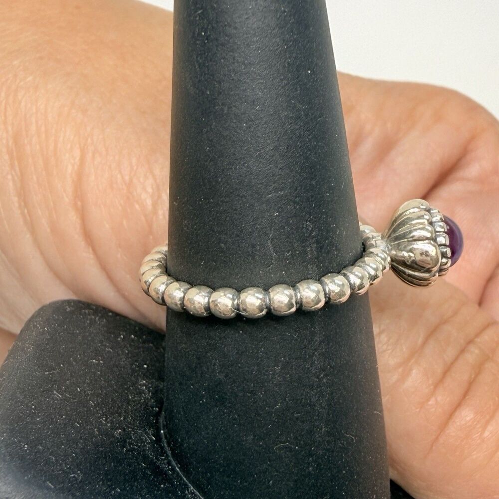 Pandora Sterling Silver 925 Amethyst Stackable Ring Sz 7 - Picture 6 of 9